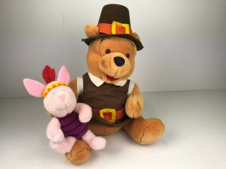 Winnie The Pooh And Piglet Toy Plush Thanksgiving Bear Walt Disney Pilgrim Vtg
