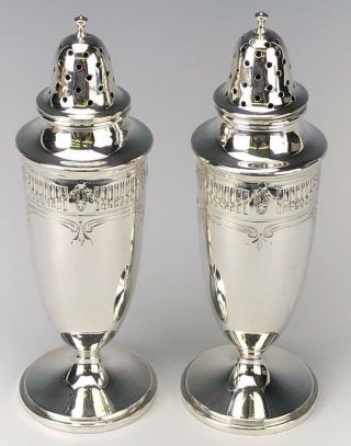 Pair Whiting Sterling Silver 925 Etched & Draped Garland Salt Pepper S&p Shakers