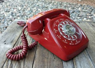Vintage Red Automatic Electric Rotary Telephone Phone Vgc