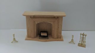 Dollhouse Miniature Vintage 1979 Jamestown Fireplace & Accessories Houseworks