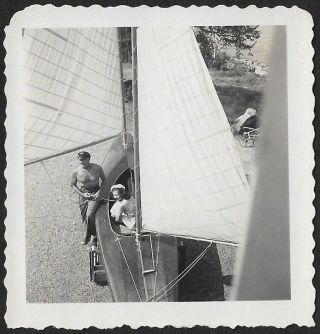 Personal Snapshot Rolf Armstrong Pin Up Artist Sailboat Vintage 1940s Photograph
