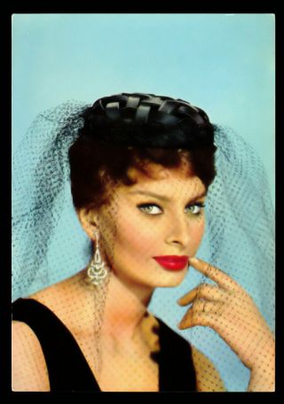 Vintage Sophia Loren Color Postcard 1950s Printed In Italy