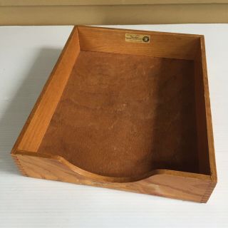 Vintage Hedges Wooden Paper Tray Dovetailed Office Organizer Made In Usa