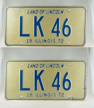 1972 Illinois Passenger License Plate Pair -