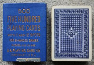 Antique 1896 No.  500 Playing Cards Good Luck Symbol Swastika For Six Handed Game
