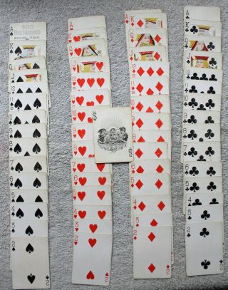 Antique 1896 No.  500 Playing Cards Good Luck Symbol Swastika For Six Handed Game 2