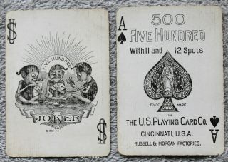 Antique 1896 No.  500 Playing Cards Good Luck Symbol Swastika For Six Handed Game 3