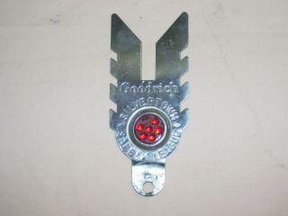Old Vintage Goodrich Silvertown Safety League License Plate Topper Red Reflector