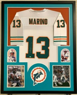 Framed Miami Dolphins Dan Marino Autographed Signed Jersey Sgc
