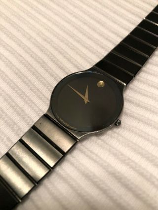Movado Rare Black Onyx Dial Ceramic Watch,  Vintage Pristine W/ Papers