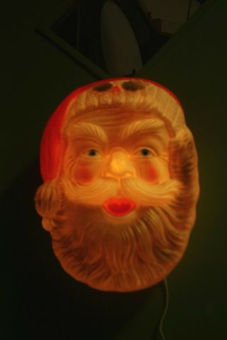 Vintage Large Iconic Santa Claus Face Head Wall Christmas Light
