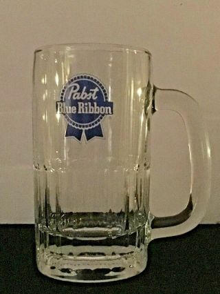 Vintage Pabst Blue Ribbon Beer Glass Mug,  6 " Glass,  Stein