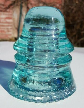 Sparkling Vintage Ice - Aqua H.  G.  Co.  " Teepee " Glass Insulator