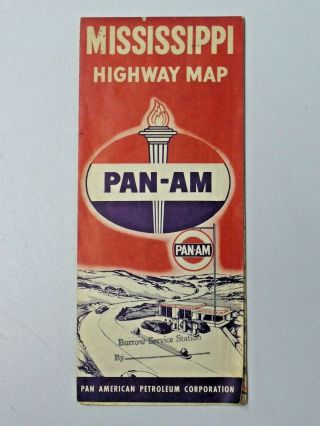 Vintage 1940 Mississippi Highway Pan - Am Folded Paper Map