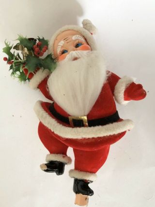 Vintage 1950s Plastic Felt Santa Claus Dancing Figure Doll Christmas 8 "
