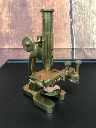 Vtg Microscope Desktop Magnifier In Solid Brass