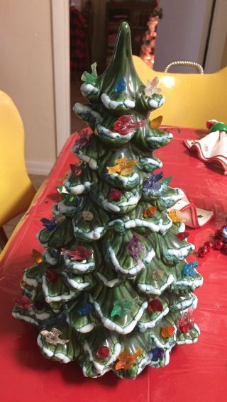 Vintage Ceramic Christmas Tree With Birds (no Base)