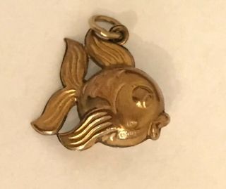 Vintage 9ct Gold Puffer Puffed Fish Charm Pendant Bracelet Necklace Hallmarked