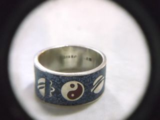 Vintage 925 Sterling Silver Mens Ring Made In Mexico Size 9.  5 Blue