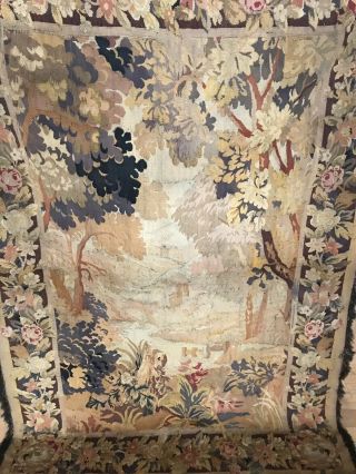 Stunning Large 19th C.  French Aubusson Tapestry,  Handwoven Landscape Scene 82x57 2