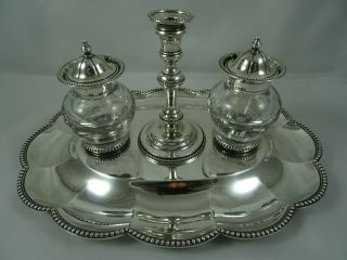 , Victorian Silver Ink Stand,  1856,  1499gm