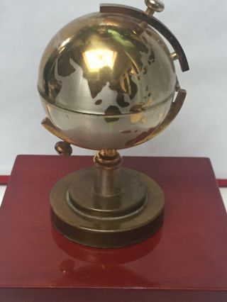 Vintage Mid 20th Century Brass World Globe Table Cigarette Lighter