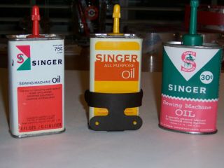 (3) Vintage Singer Sewing Machine/household 3,  4 Oz Oil Cans/tins