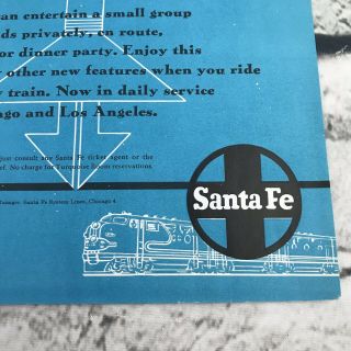 Vtg 1951 Print Ad Santa Fe Railroad Chief Turquoise Room advertising Art 3
