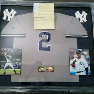 Derek Jeter Autographed Jersey professionally Framed with 3