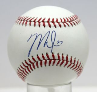 Mike Trout Signed Autographed Baseball Oml Ball With Custom Case Mlb Authentic