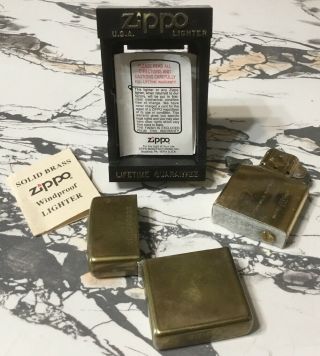 Vintage Zippo Lighter June 1994 Solid Brass W Flints U.  S.  A.