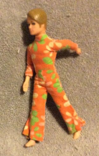 Vintage 1970 Topper Dawn Doll Friend Ron With Flower Power Bell Flair Suit,  Cool