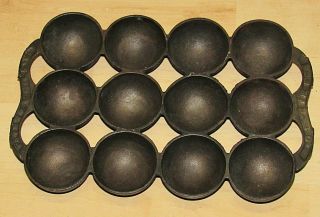 Antique Vintage R&e Cast Iron 12 Golf Ball Biscuit Muffin Pan Pat April 5 1859