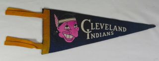 Vintage 1950s Cleveland Indians Chief Wahoo 4.  5 " X 11.  5 " Felt Pennant