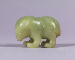 Chinese Antique Carved Celadon Jade Bear