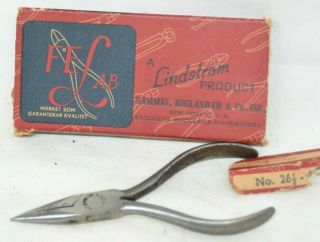 Vintage F.  E.  Lindstrom Jewelers Pliers No.  26 - 1/2 Needle Nose Jewelry Sweden Box
