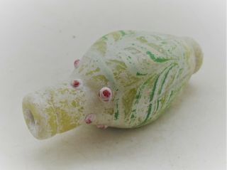 ANCIENT PHOENICIAN GLASS BOTTLE WITH FLORAL MOTIFS 3