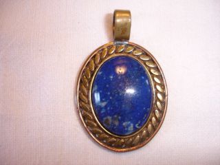 Vintage Handmade Chile Artist Morita Gil Blue Lapis Lazuli Necklace Pendant