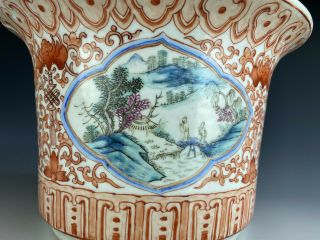 Antique Chinese Porcelain Large Planter Copper Red Famille Rose Qing 2