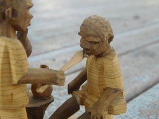 One Vintage Dental Oddity - African Folk Art Wood Carved Dentist Removing Teeth