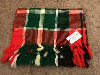 56 X 35 Inch Vintage Handwoven 100 Virgin Wool Lap Blanket Red Green Plaid