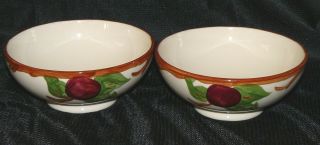 Set Of 2 Vintage Franciscan Apple Pattern Footed Oatmeal Cereal Bowls Euc