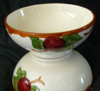 Set of 2 Vintage Franciscan Apple Pattern Footed Oatmeal Cereal Bowls EUC 2