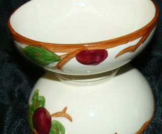 Set of 2 Vintage Franciscan Apple Pattern Footed Oatmeal Cereal Bowls EUC 3
