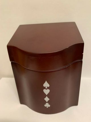Vintage Wooden Playing Card Box 4 Compartments