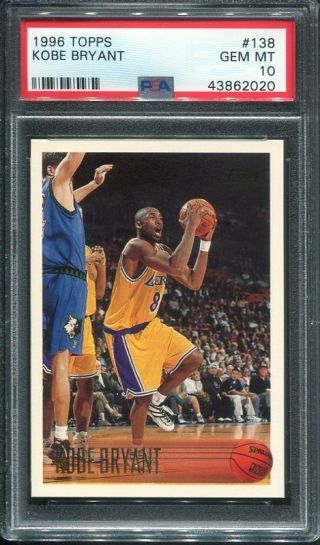 1996 Topps 138 Kobe Bryant Rc Rookie Psa 10 Los Angeles Lakers