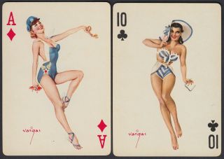 Vintage Vargas Vanities Pin - Up Playing Cards C.  1953 Usa
