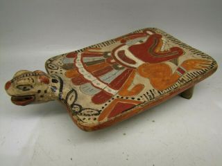 Pre Columbian Mayan Polychrome Pottery Tripod Stand Nazca Folk Art Incas Mayan
