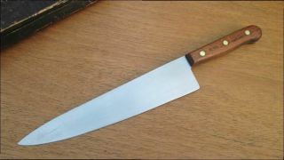 Sharp Vintage Chicago Cutlery 44s Usa Xl Chef Knife W/cherry Wood Handles
