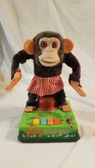 Vintage Battery Operated Dancing Merry Chimp Jolly Musical Monkey